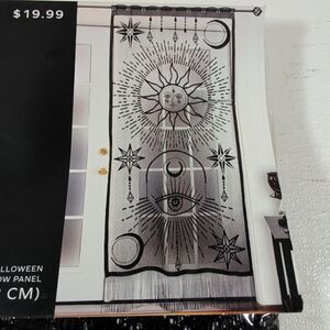 Place & Time Celestial Sun Moon Door Curtain Gothic Witchy Black 36x80 New